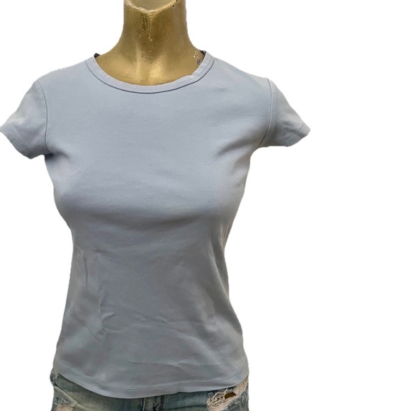BANANA REPUBLIC Light Blue Basic COTTON TEE SHIRT Size Small - Picture 11 of 11